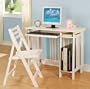 New White Finish Wood Computer Desk and Chair Set Mission Style