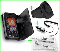 DAS ORIGINAL YAYAGO SET FÜR IHR SAMSUNG S5230 STAR: BOOK-STYLE Tasche für Ihr Samsung S5230 Star + Kfz Ladekabel für Ihr Samsung S5230 Star + Sportliche Oberarmtasche + Yayago Lanyard