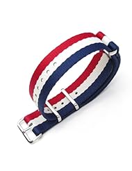 MiLTAT 20mm G10 NATO watch strap ballistic nylon school look Extra Thick - French Flag, Polished