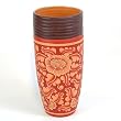 Handmade Decorative Ceramic Flower Bud Vase With Striking Red Floral Designs