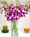 Fresh Flowers - Purple Dendrobium Orchids with Vase