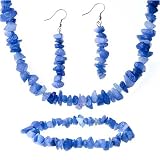 Blue Semi Precious Chip Stone Jewelry Set Pendant