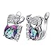 J.MOSUYA Rainbow Mystic Topaz Jewelry Set, Elephant Earring Necklace Set For Women