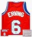 Julius Erving Philadelphia 76ers NBA Autographed Authentic Style Away Red Basketball Jersey