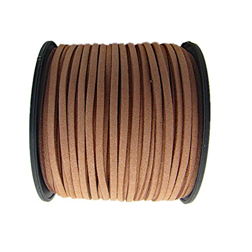 Pandahall 100yards/roll Leather Lace Beading Thread Faux Suede Cord String with Roll Spool 300feet (Coffee)