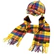 Ladies Winter Tartan Plaid Newsboy Cap Hat Softer Cashmere? Scarf Gift Set Yellow