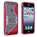 Leegoal(TM) Pink S-Line Wave Design TPU Bumper Gel Shell Back Case Cover Skin with Stand for iphone 5 5G 5th