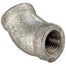 Anvil 8700126454, Malleable Iron Pipe Fitting, 45 Degree Elbow, 1/8" NPT Female, Galvanized Finish