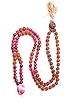 Spirituality Pink Jade Healing Mala With Rudraksha Beads Yoga Necklace, Gift Idea