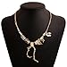 Towallmark(TM) Steampunk Goth Alloy Dinosaur Skeleton Dead Tyrannosaurus T-Rex Charm Necklace (Gold)
