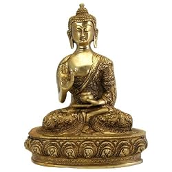 Brass Buddha Statue - 9.5 Inches High