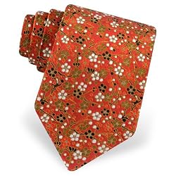 Japanese Floral Tie by Principessa - Red Silk