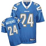Reebok San Diego Chargers Ryan Mathews Replica Alternate Jersey Large