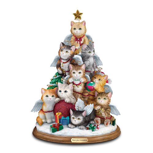Cat Lovers Tabletop Christmas Decoration: Purr-fect Holiday Tree by The Bradford Exchange