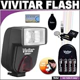 Vivitar Series 1 DF183 DSLR AF Bounce Flash + Vivitar (4) AA Batteries & Charger + Vivitar Cleaning Kit For The Canon Digital EOS Rebel T1i, T2i, XSI, XS, XTI, XT, 50D, 40D, 30D, 20D, 10D, 5D, 1D, 5D Mark 2, 7D, G11, G10, G9, G7, SX20, SX10, SX1, S5 IS Digital SLR Cameras