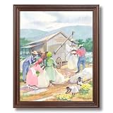 African American Black Picking Cotton Sharecroppers Home Decor Wall Picture Cherry Framed Art Print