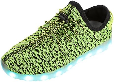 HOTAHOY Child LED Shoes Light Up USB Charging Flashing Fashion Sneaker Slip-on Sport Shoes for Kids(33,Green)
