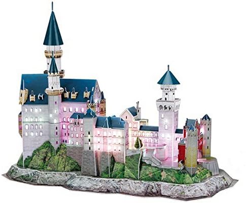 3D Stimulation Building Model Kit Sound Control LED Jigsaw Puzzle Toy, Neuschwanstein Castle