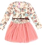 Uninukoo Girls' Floral Belted Splicing Tulle Tutu Dress Skirt 6-7Y 2-color