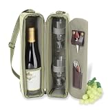 Picnic at Ascot 133H Hamptons Wine Carrier for two Olive Tweed