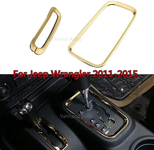 Yahhand Auto 2pcs Interior ABS Gear Box Panel+Transfer Case Frame Decoration Cover Trim for Jeep Wrangler 2011-2015 (Gold)