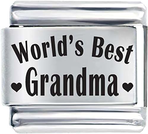 LuckyJewelry World's Best Grandma Laser Etched Italian Charm fit Nomination Link Bracelet