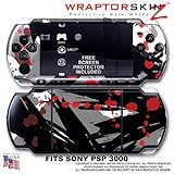 Abstract 02 Red WraptorSkinz Skin and Screen Protector Kit fits Sony PSP 30 ....