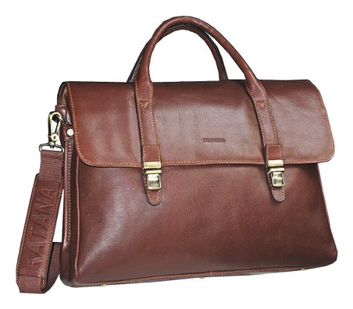  Cartable femme en cuir gras ,marron