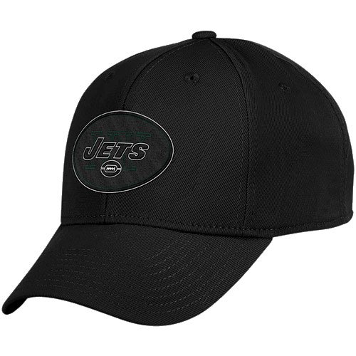 NFL Men's New York Jets End Zone Black Structured Flex Hat - Tw90Z (Black, Large/X-Large)