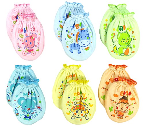 Lucky Lucky 6 Pairs Mix Colors Scratch Mittens Gloves Cotton Baby Newborn