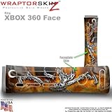 Chrome Skulls on Fire Skin by WraptorSkinz TM fits Original XBOX 360 Factory Faceplates