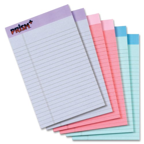 TOPS Prism Plus Legal Pad, Junior Legal Rule, 5 x 8 Inches, 50 Sheets per Pad, 6-Pack, 2 Each of 3 Pastel Colors, (63016) TOPS Prism Plus Legal Pad, Junior Legal Rule, 5 x 8 Inches, 50 Sheets per Pad, 6-Pack, 2 Each of 3 Pastel Colors, (63016)