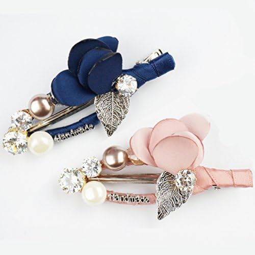 Drops of water shape Duckbill clip The pretty azorite pearl hair barrettes 2PCS