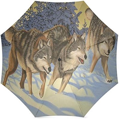 Cool Wolf, Wild Animal Custom Folding Portable Outdoor Rain /Sun Umbrella Beach Travel Shade Sunscreen For Women/Men