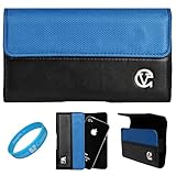 Blue & Black Portola Leather Carrying Holster with Fixed Belt-Clip and Magn ....