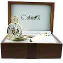 Colibri Pocket Watch Mechanical Skeleton 17 Jewels with Goldtone with Chain Matching Knife PWS095971P