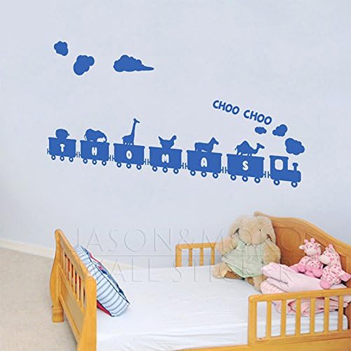Choo Choo Train Animals Personalized Customized Name Vinyl Wall Sticker Mural Decal Wallpaper Boys Kids Room Home Decor 58x105cm