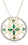 Yellow Gold Plated Sterling Silver Emerald Flower Pendant and Diamond Accent, 18"