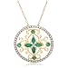 Yellow Gold Plated Sterling Silver Emerald Flower Pendant and Diamond Accent, 18"