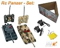 RC Panzer Set mit integriertem Infrarot Kampfsystem! RC K&ouml;nigstiger und Abrams Panzer, Funktfernsteuerung und Papp-Gel&auml;nde!