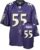 Terrell Suggs Jersey: Reebok Purple Replica #55 Baltimore Ravens Jersey - Small