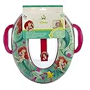 Disney Little Mermaid Ariel Potty Seat - Padded, Soft, and Durable - For Regular and Elongated Toilets - Removable Cushion for Easy Cleaning - Firm Grip Handles - Blue and Pink