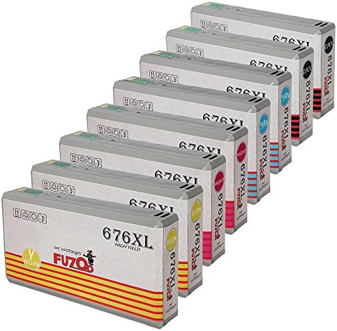 FUZOO Compatible For Epson 676XL Ink Cartridge (2 Black 2 Cyan 2 Magenta 2 Yellow, 8 Pack) Used in Used in Epson Workforce Pro WP-4530 WP-4020 WP-4540 WP-4533 WP-4090 WP-4590 WP-4520 WP-4010 WP-4023