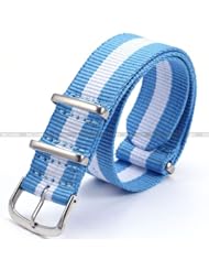AMPM24 20mm Light Blue & White Men Women Nylon Sport Militray Watch Band Straps WB2003