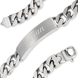 Schmuck-Pur Massisv Edelstahl Herren-Armband 12mm 21cm 23cm mit Gravur