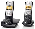 Gigaset - A400 Duo - Téléphone sans fil DECT/GAP avec combine supplémentaire - Argent/Noir