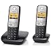 Gigaset  -  A400 Duo - T�l�phone sans fil DECT/GAP avec combine suppl�mentaire - Argent/Noir