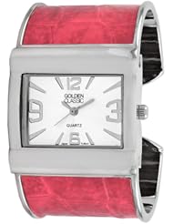 Golden Classic Womens 2208_pink "Show Stopper" Wide Crocodile Leather Bangle Watch