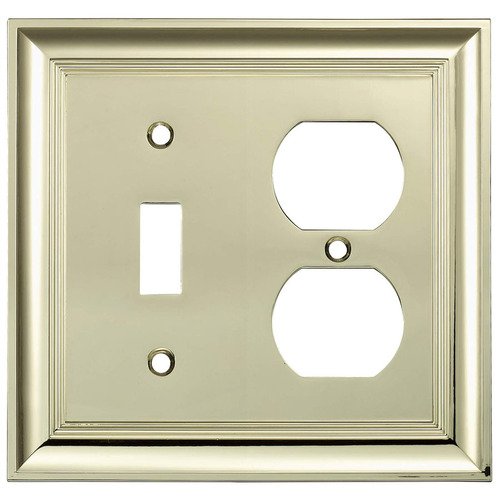 allen + roth 5"W x 4-7/8"H Polished Brass Combination Metal Wall Plate