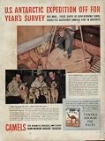 U.S. ANTARCTIC EXPEDITION OFF FOR YEAR'S SURVEY, Sled Dogs ... Year's Supply Of Slow-Burning Camel Cigarettes Accompany Admiral Byrd To Antarctic. ..... 1940 Camel Cigarettes Ad, A3038